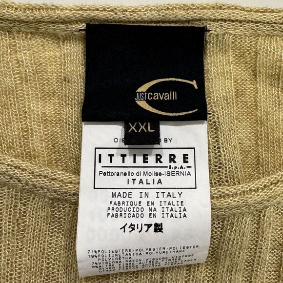 Just Cavalli Sweater XXL Light Yellow Brown Lace Up Sleeves Designer Italy Boho - Picture 12 of 16